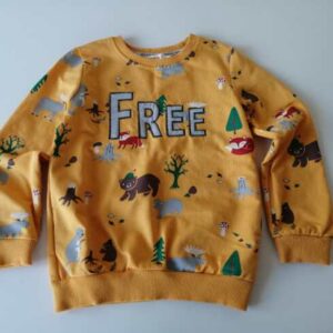 блуза детска животни дрвја жолта
